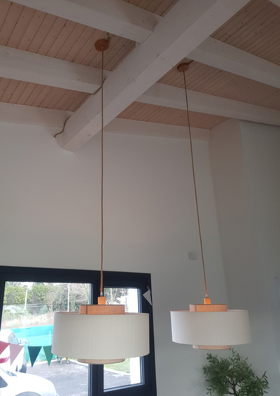 lampara colgante tela  isntalaciones electricas M&M venta y colocacion